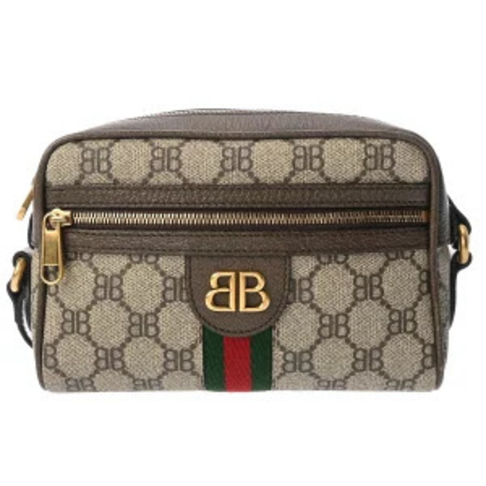 Balenciaga Gucci Shoulder Bag The Hacker Project Beige Ebony Brown